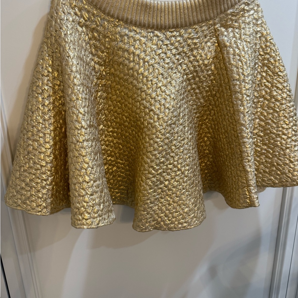 Valentino Gold Coated Wool
Knit Flared Mini Skirt  New with tags! M - Picture 11 of 14